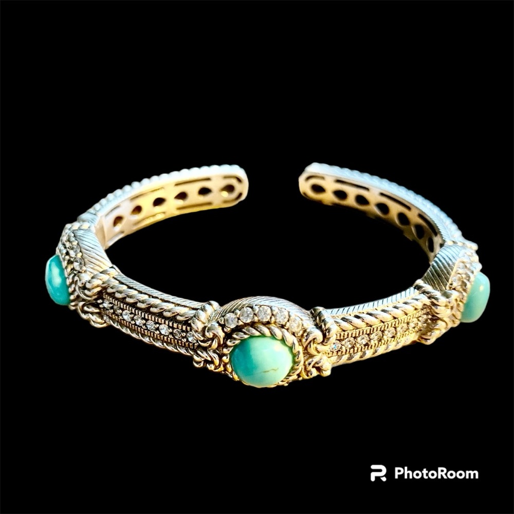 Judith Ripka, sterling silver cuff bracelet with turquoise
